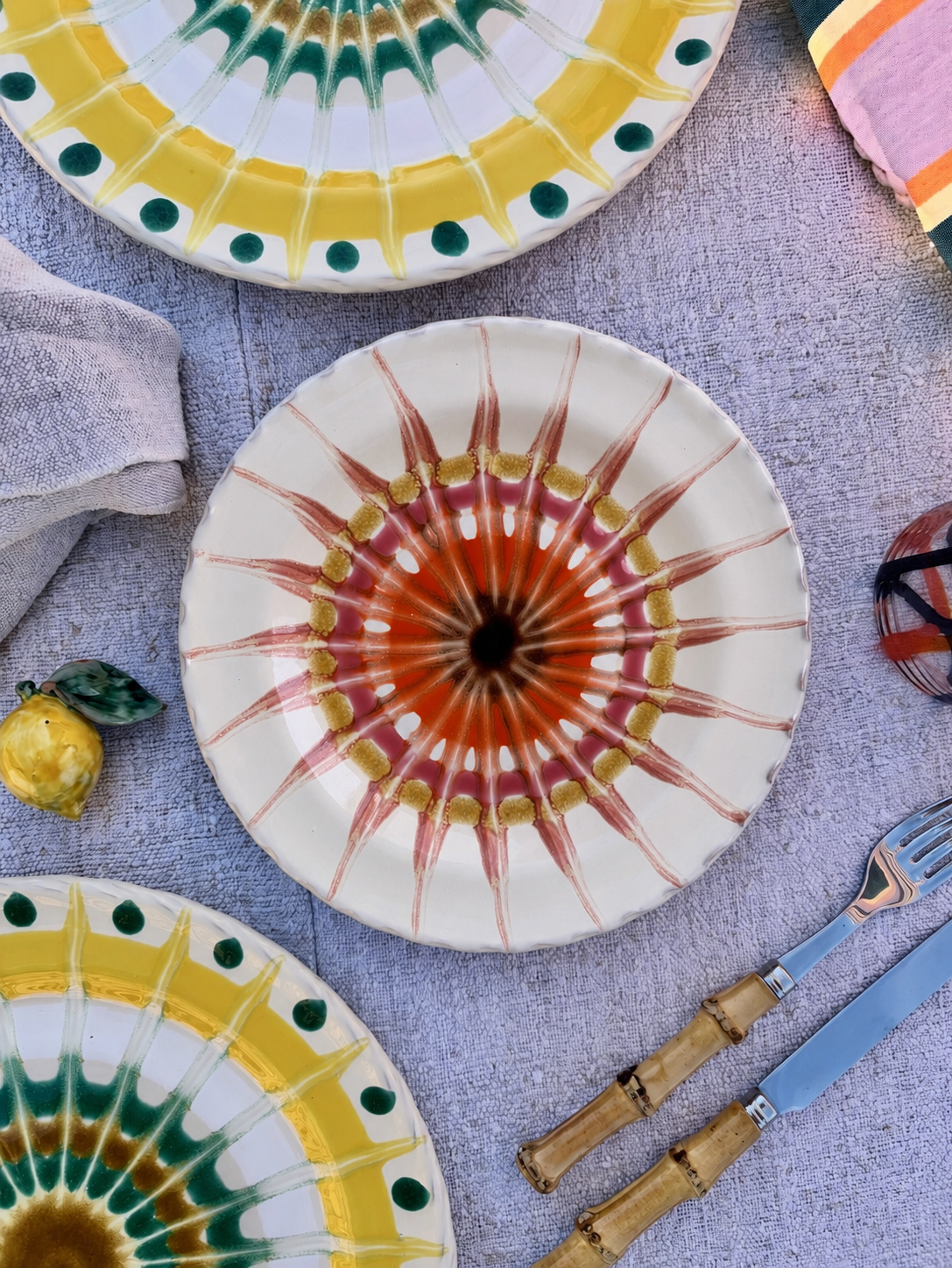 Handmade Italian Antipasti Plate 20 cm | Small Ceramic Plate Psychodelic Design