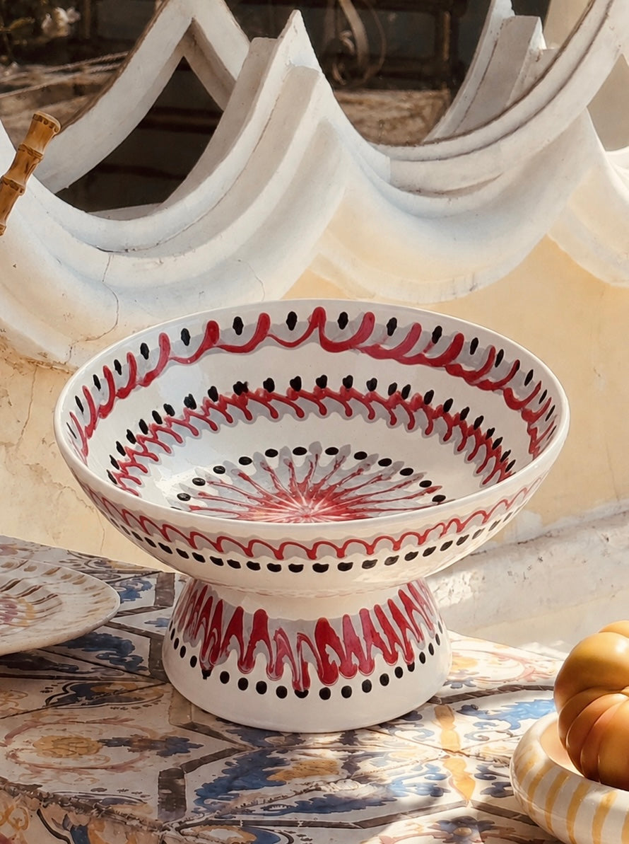 Riviera Footed HIgh Bowl 26 cm | Handmade Italian Ceramic Unique Piece