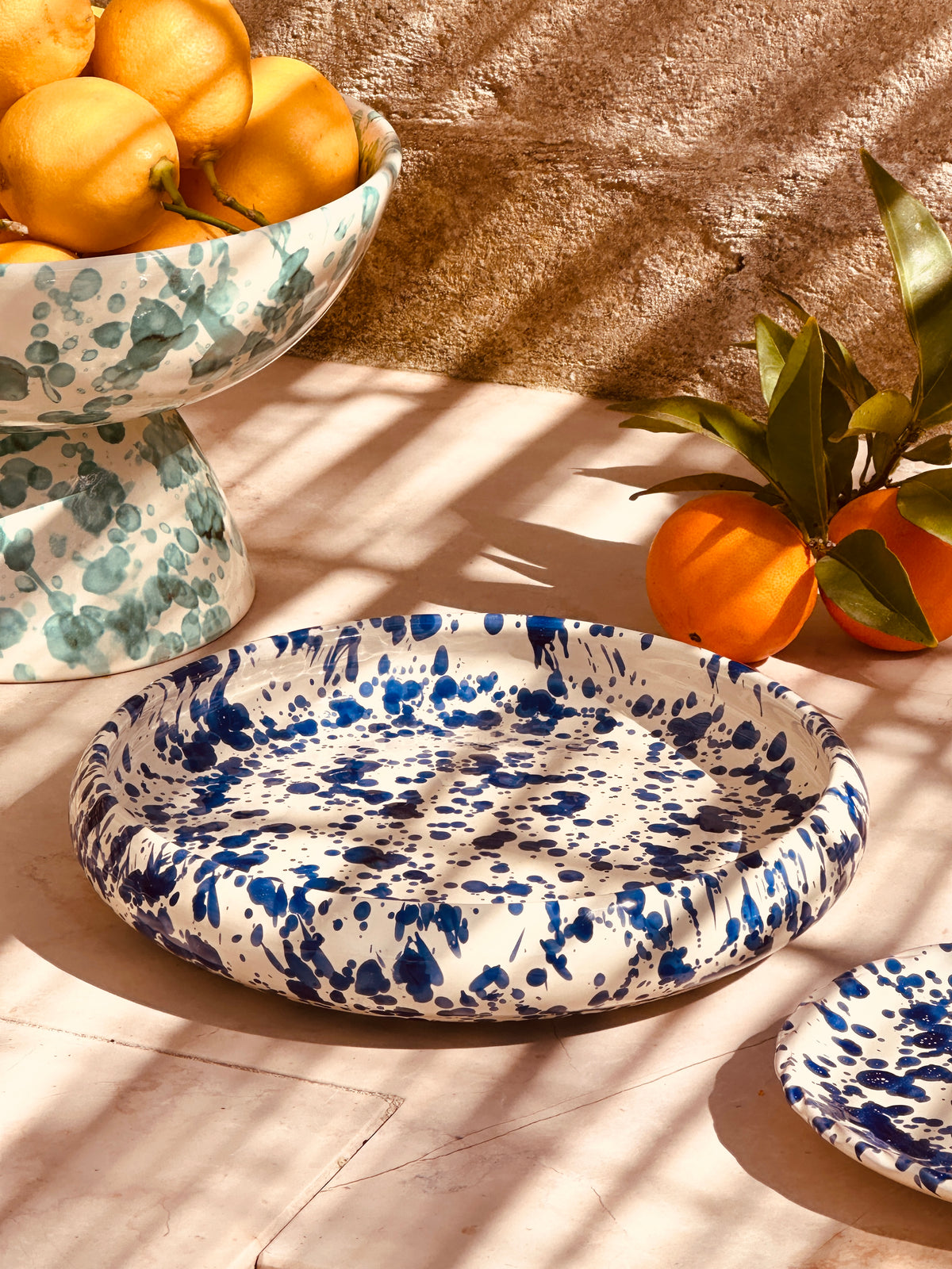 Italian Ceramic Pasta Plate 25cm | Handmade Schizzato Design "Blu“