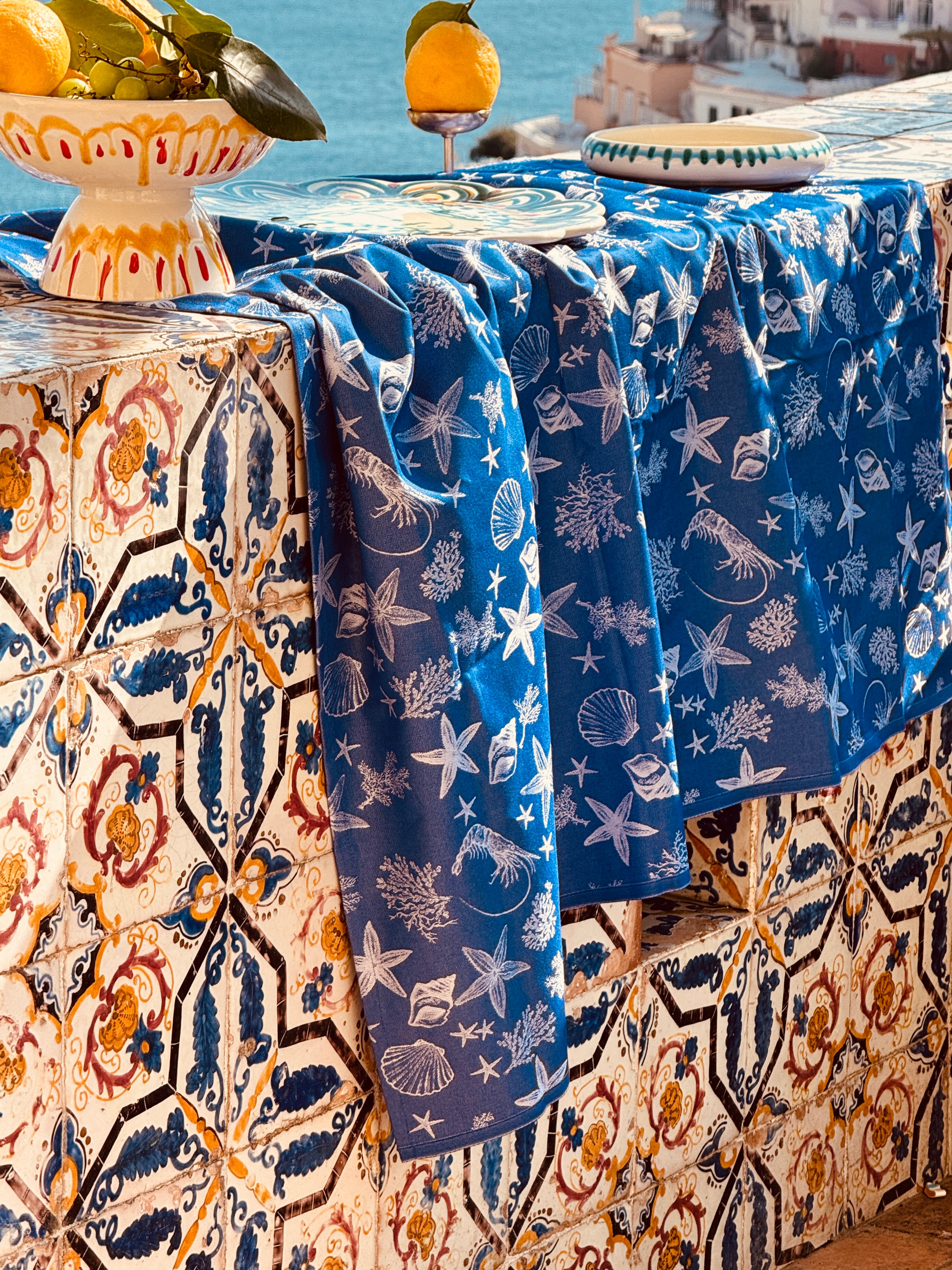 Heavy Cotton Tableclothes “Mare profondo e blu di Nerano"  150 x 150