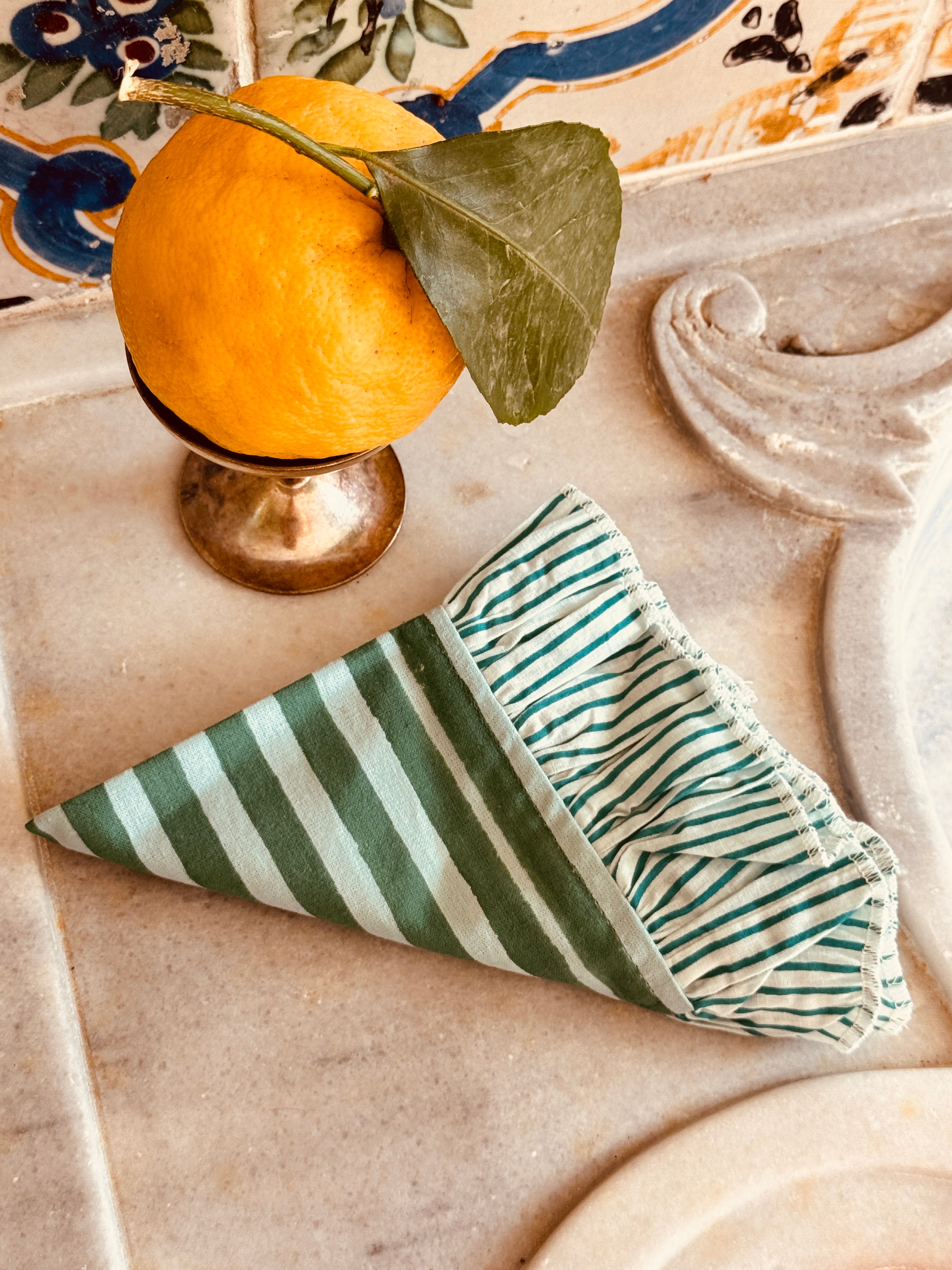 Light Cotton Napkin "Verde Stripes" Sale