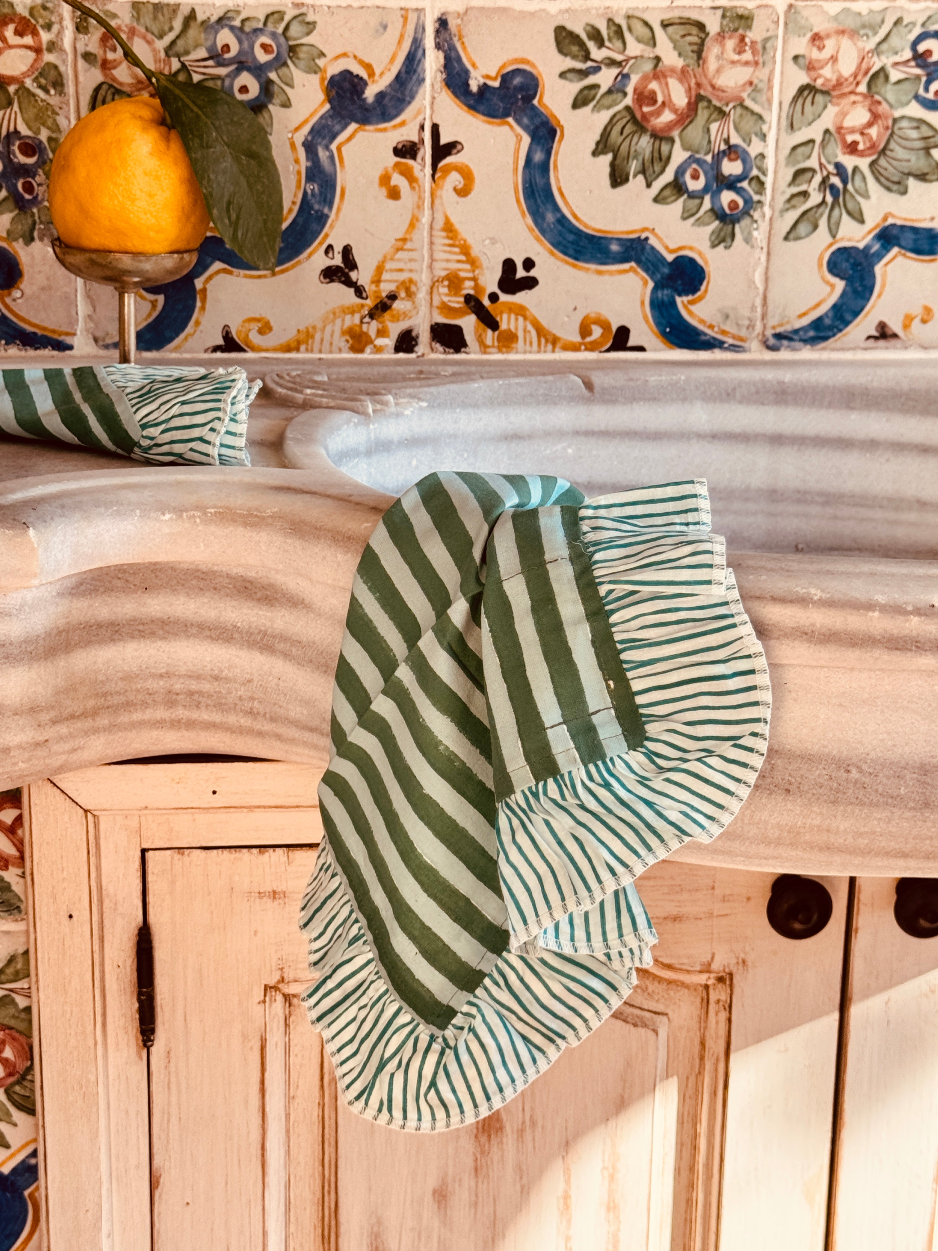 Light Cotton Napkin "Verde Stripes" Sale