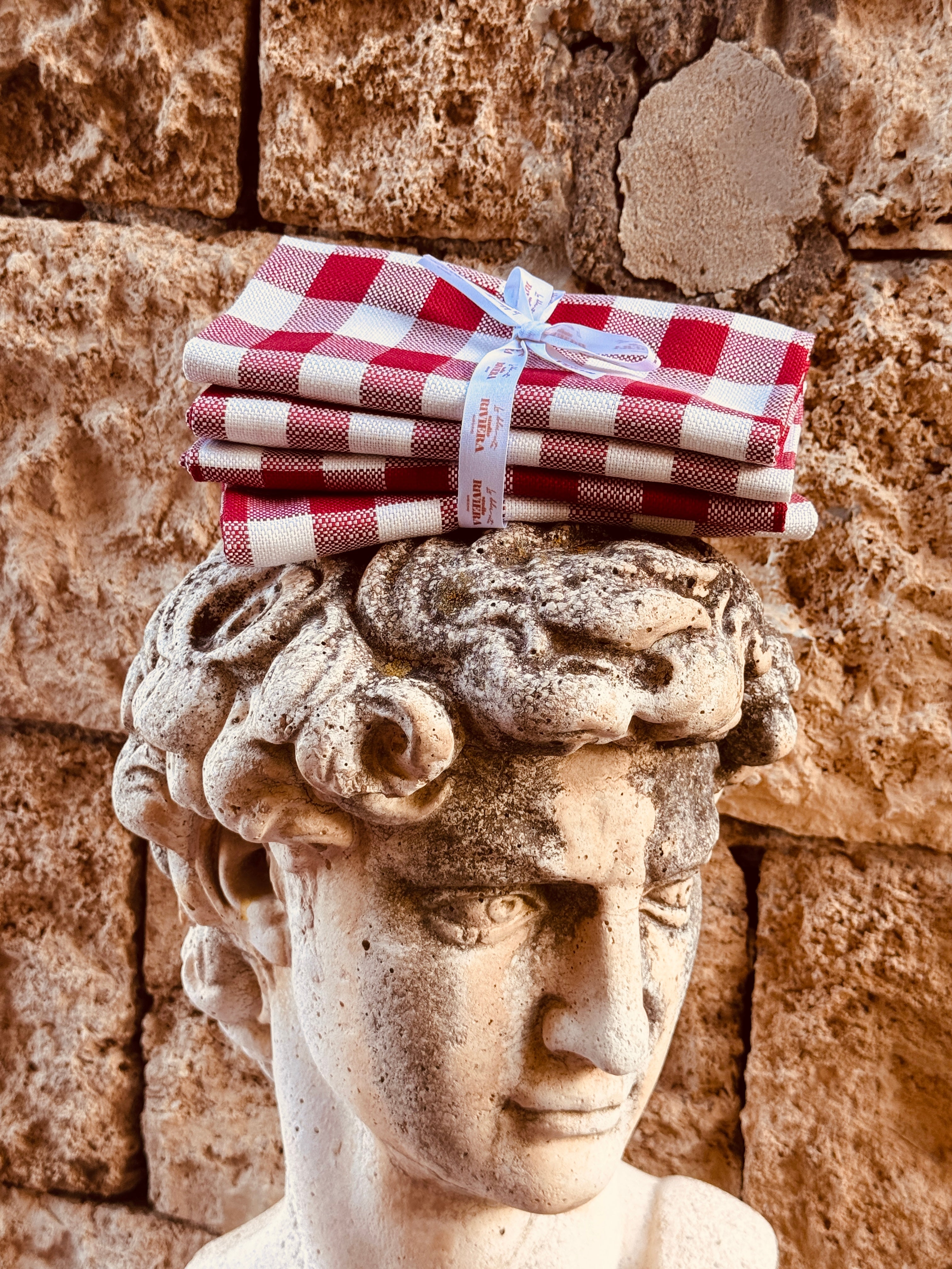 Luxury Italian Napkin Set of 4 | "Trattoria Rosso Amalfi" 50cm x 50cm
