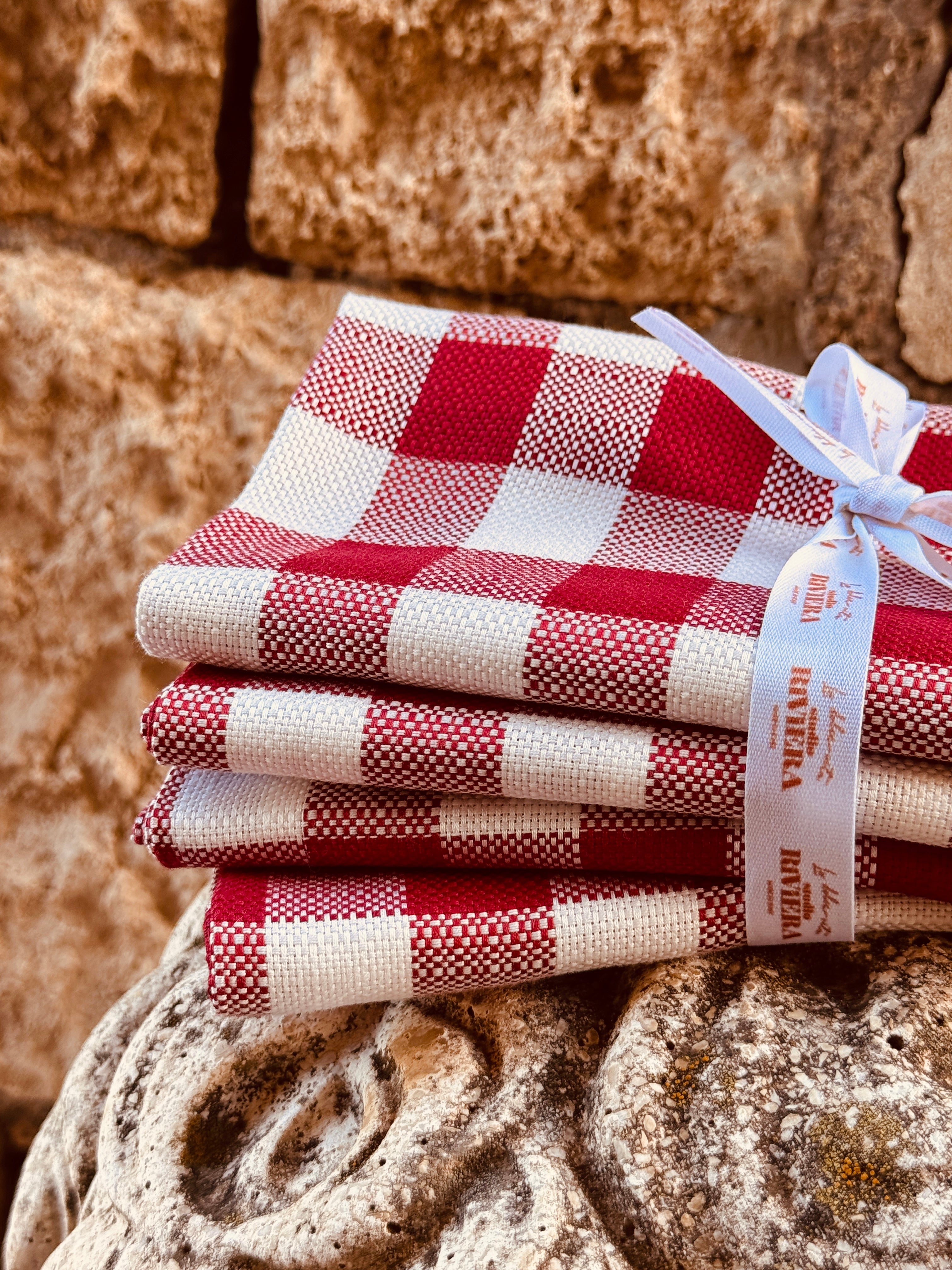 Luxury Italian Napkin Set of 4 | "Trattoria Rosso Amalfi" 50cm x 50cm