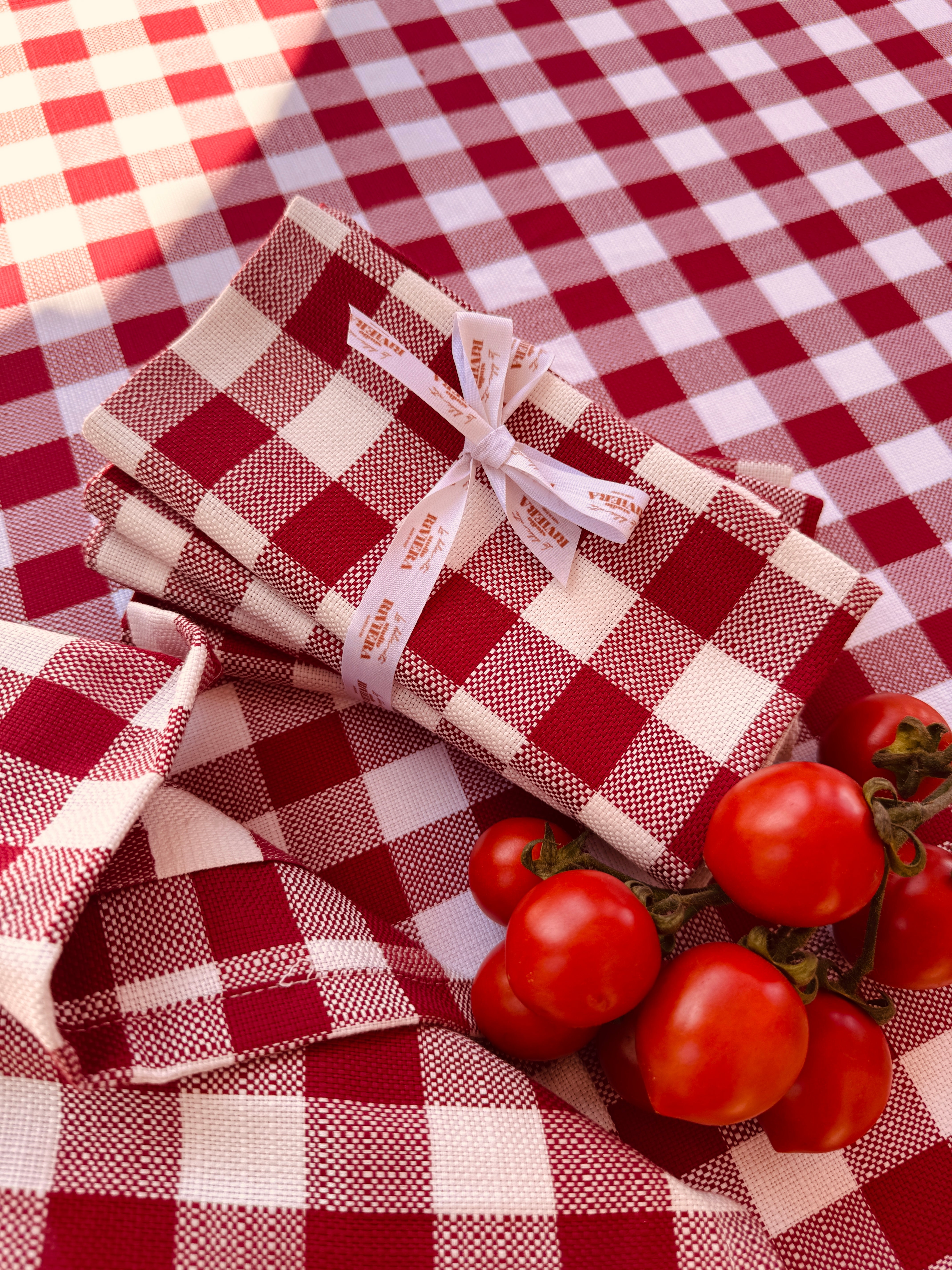Luxury Italian Napkin Set of 4 | "Trattoria Rosso Amalfi" 50cm x 50cm