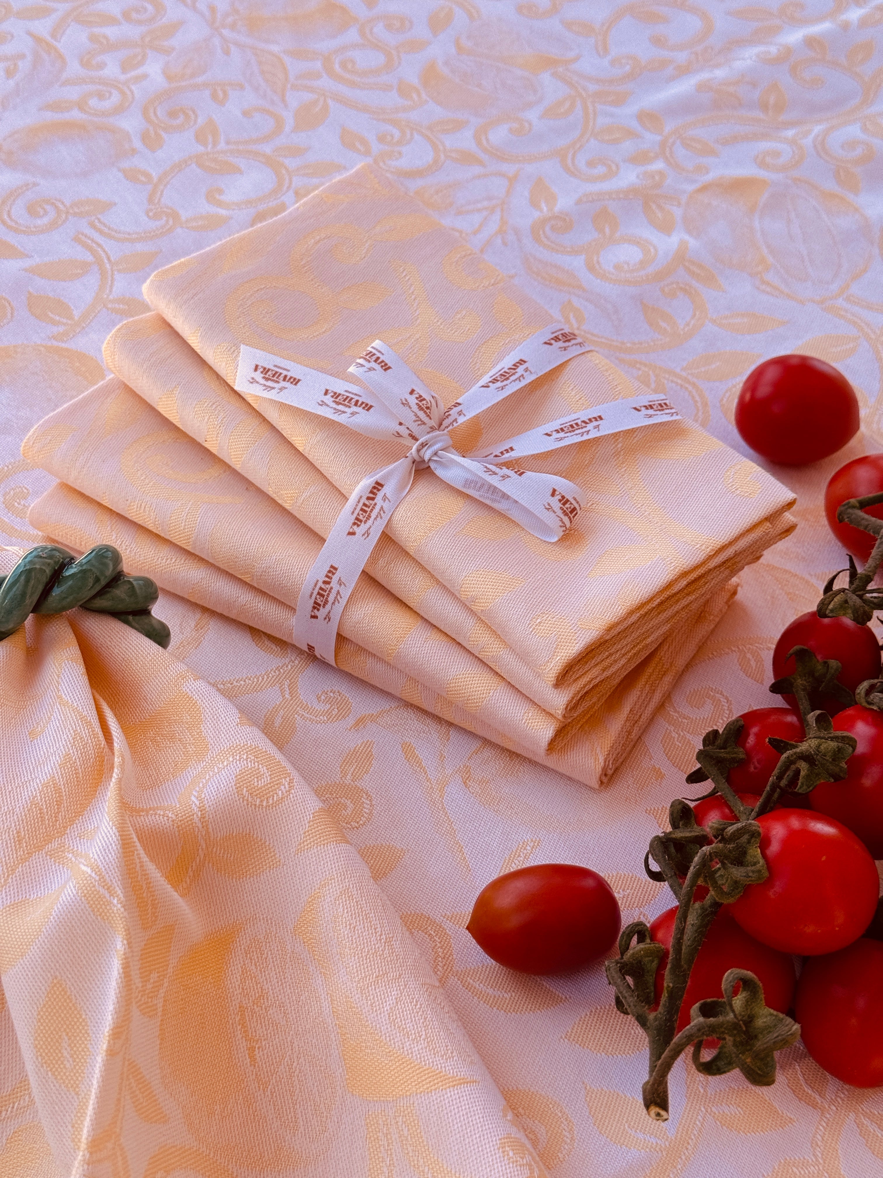 Luxury Cotton Napkin Set of 4 | "Limoni della Costiera" 50cm x 50cm