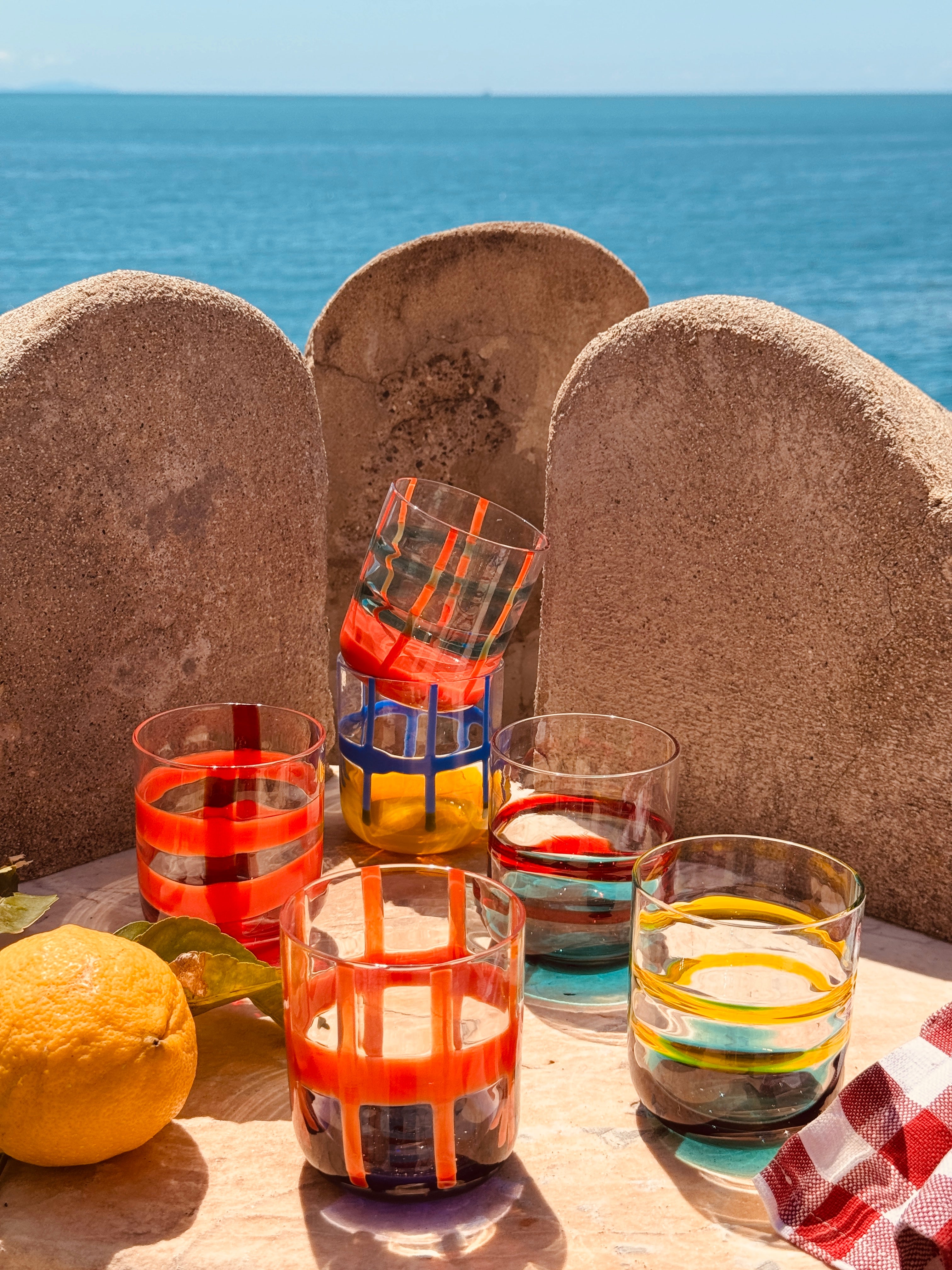 Handmade Murano Glasses Set of 6 | Italian Mouth-Blown Drinking Glasses