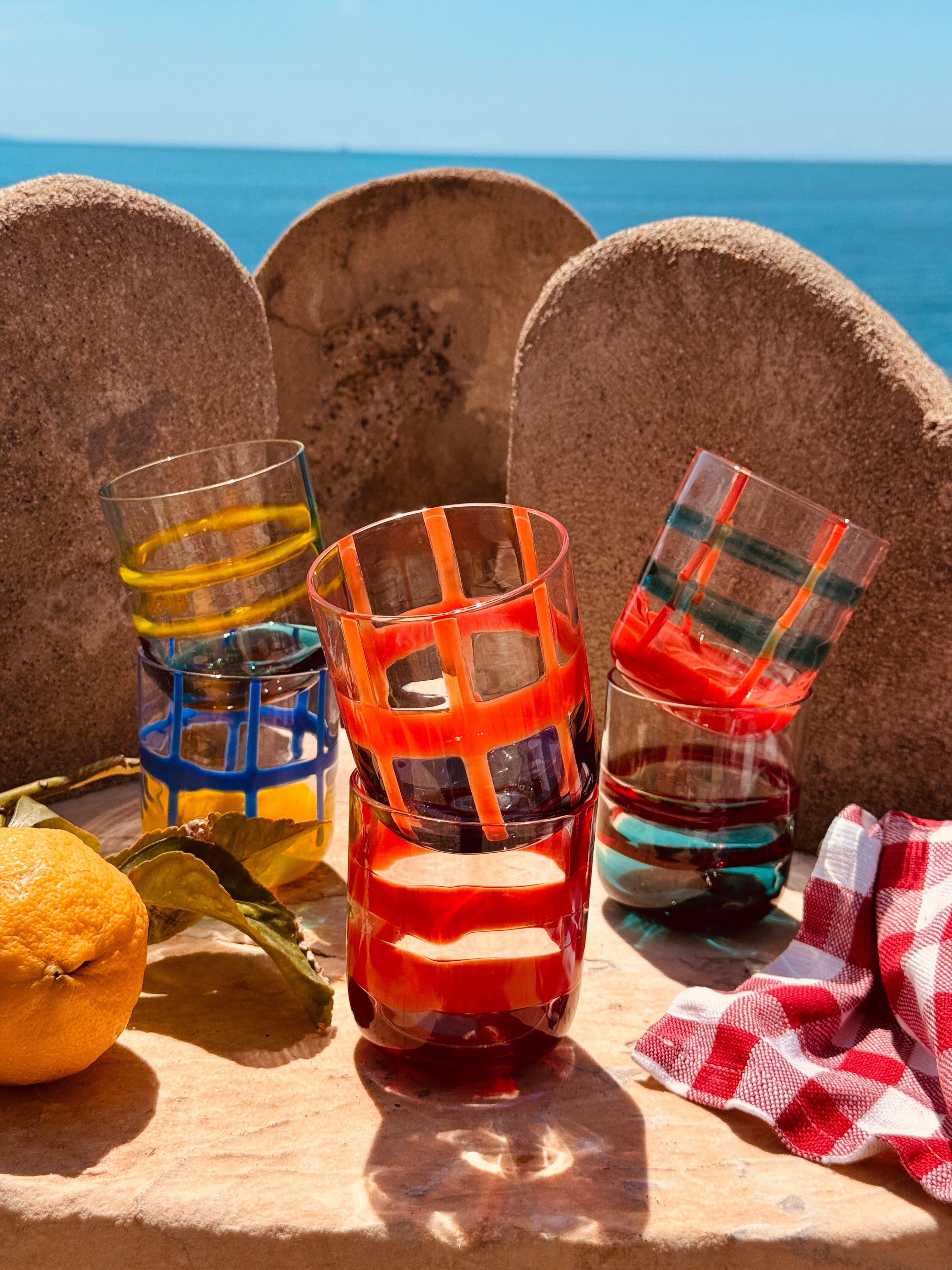 Handmade Murano Glasses Set of 6 | Italian Mouth-Blown Drinking Glasses