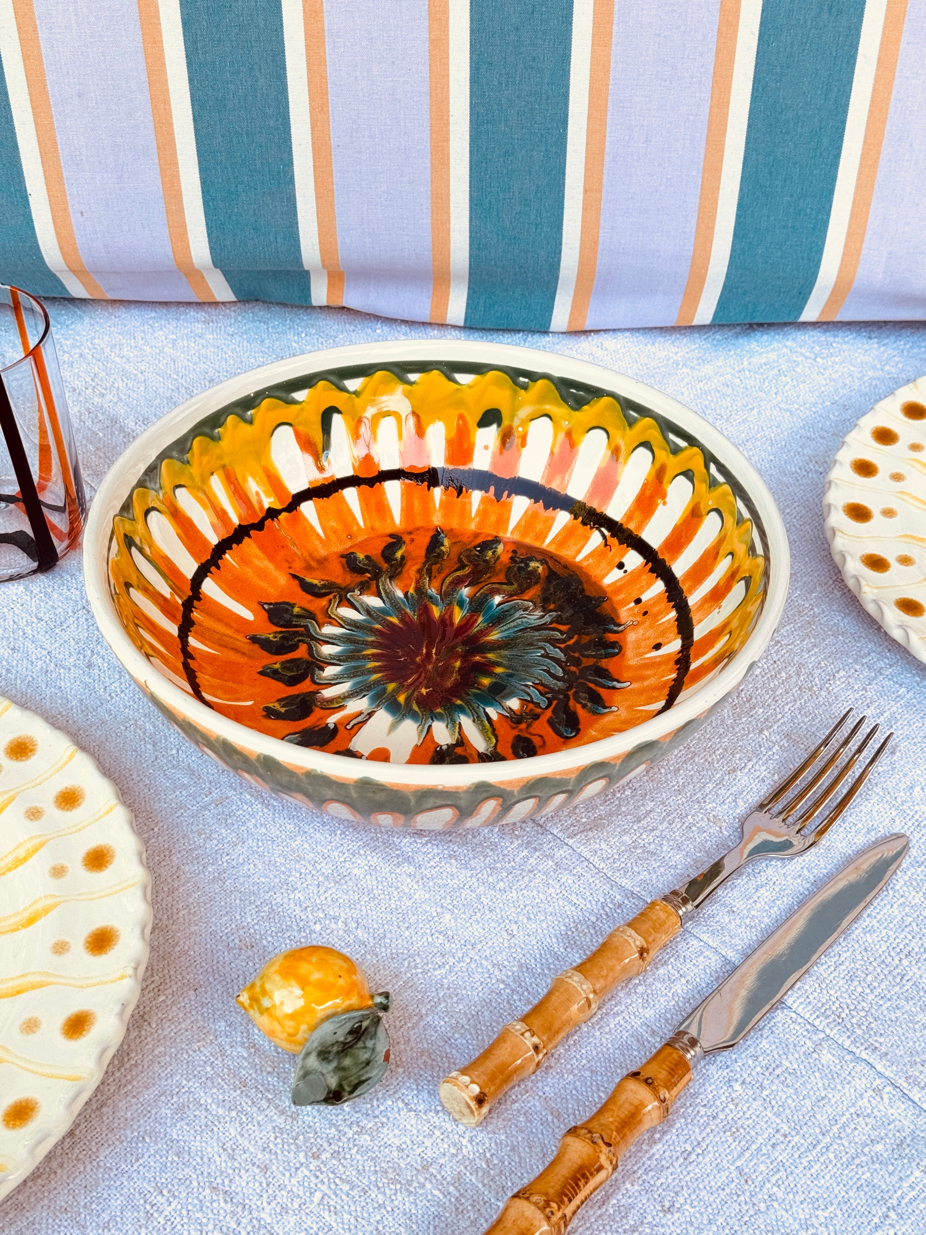 Handmade Italian Salad Bowl 26 cm | Ceramic Serving Bowl (Unique Piece)