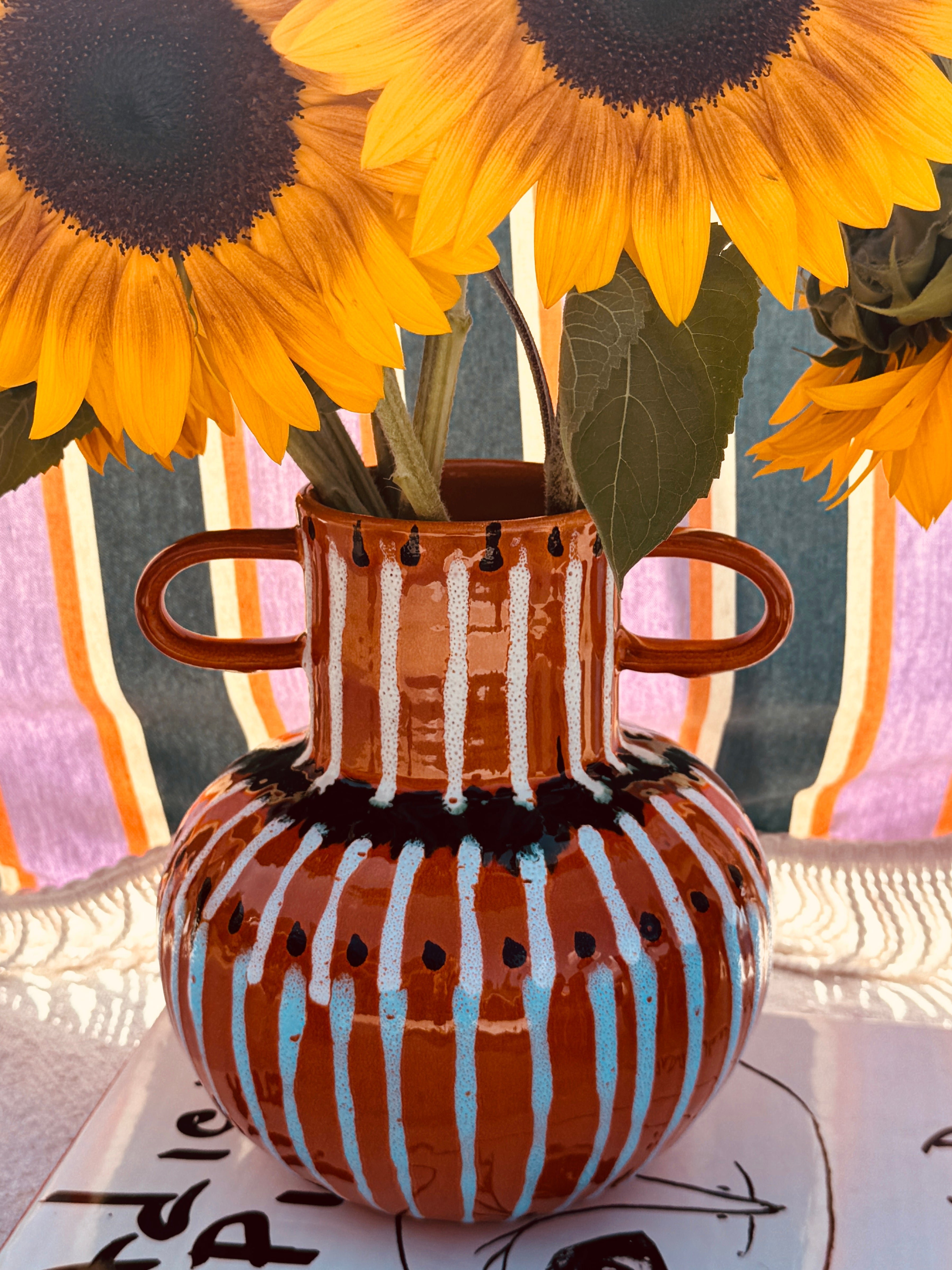 Psychodelic Vaso "Vintage Vibes" - one of a Kind - 23cm - 70s burned Orange