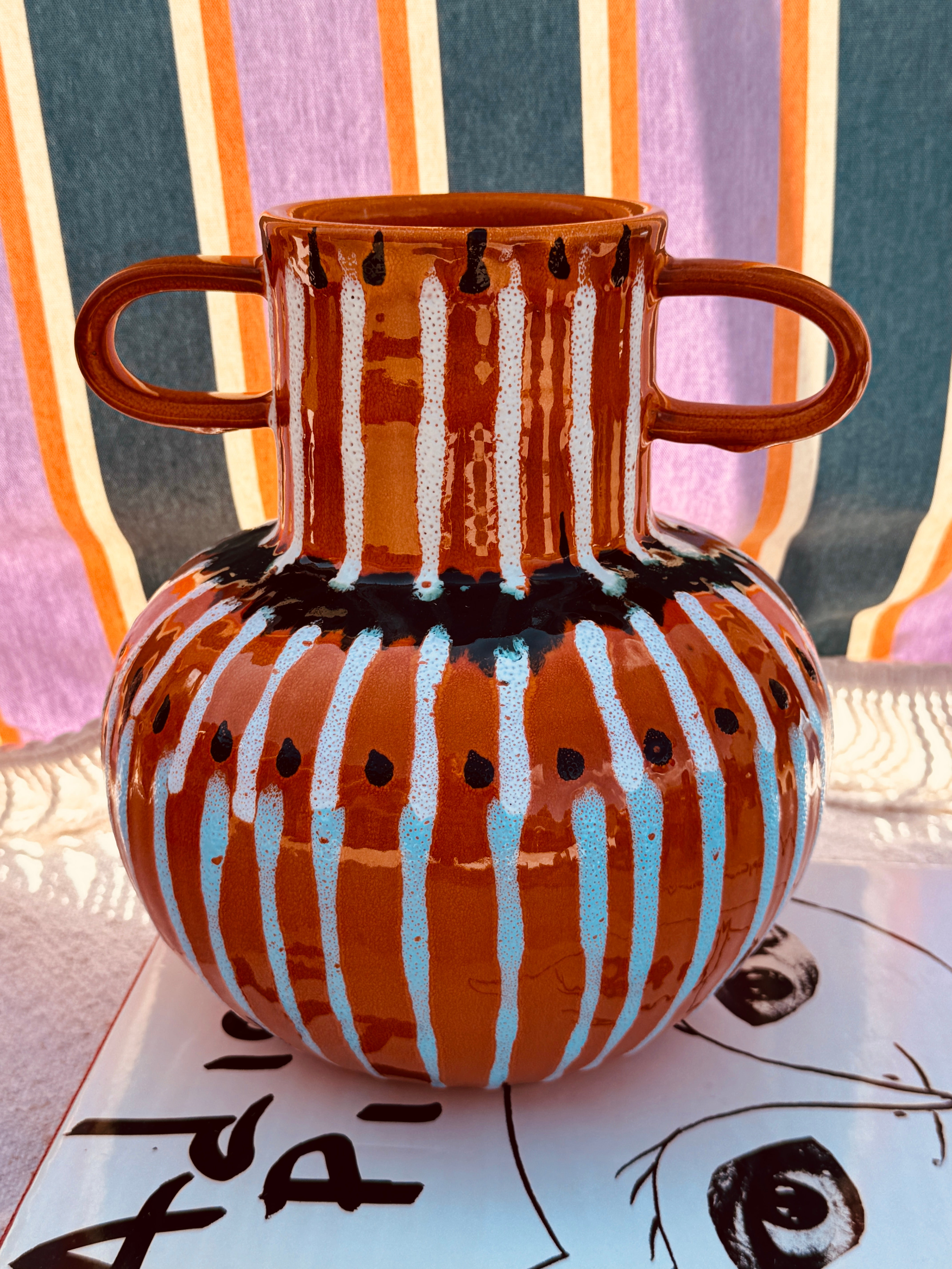 Psychodelic Vaso "Vintage Vibes" - one of a Kind - 23cm - 70s burned Orange