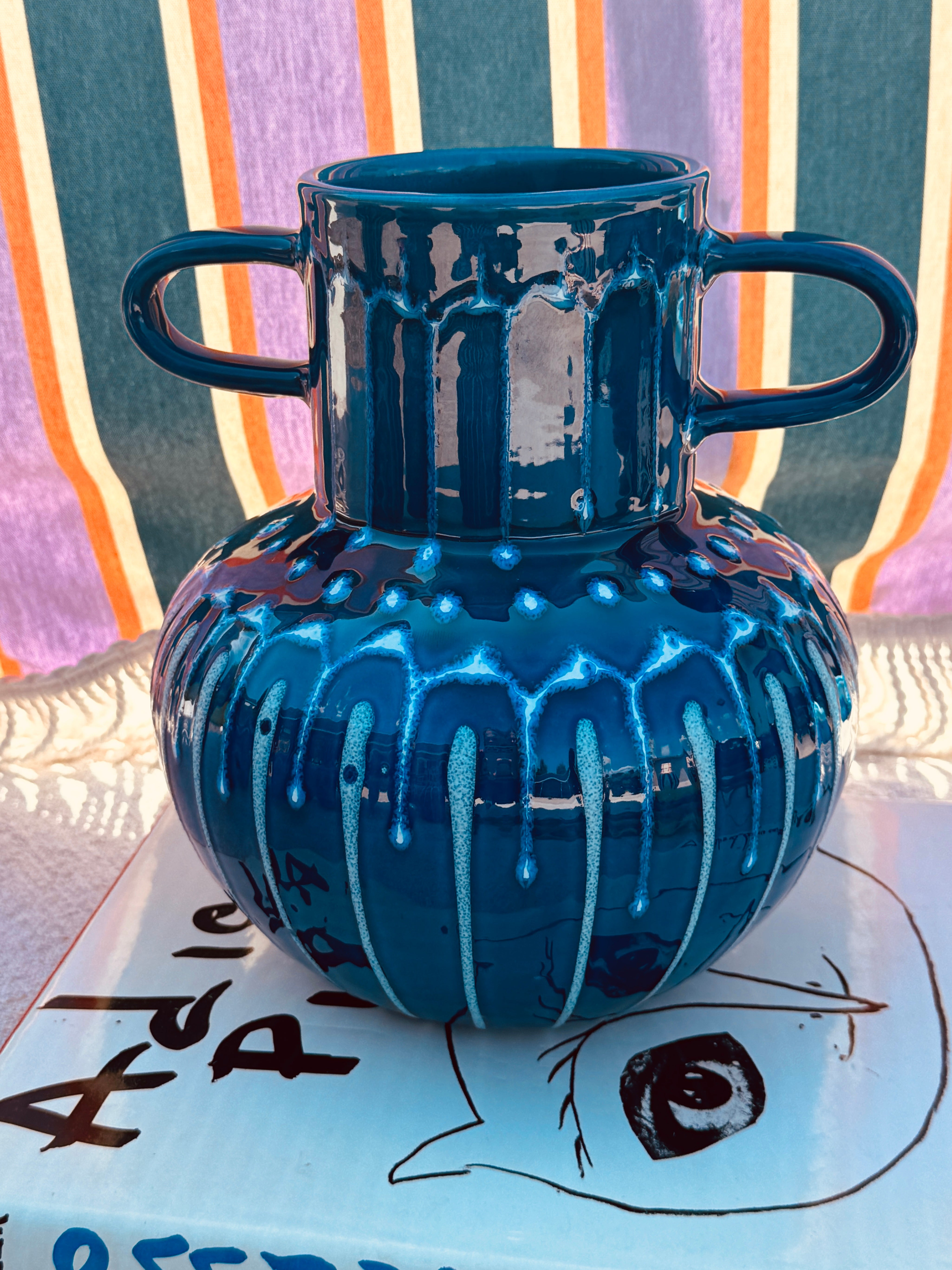 Psychodelic Vaso "Vintage Vibes Azzurro" - one of a Kind - 23cm
