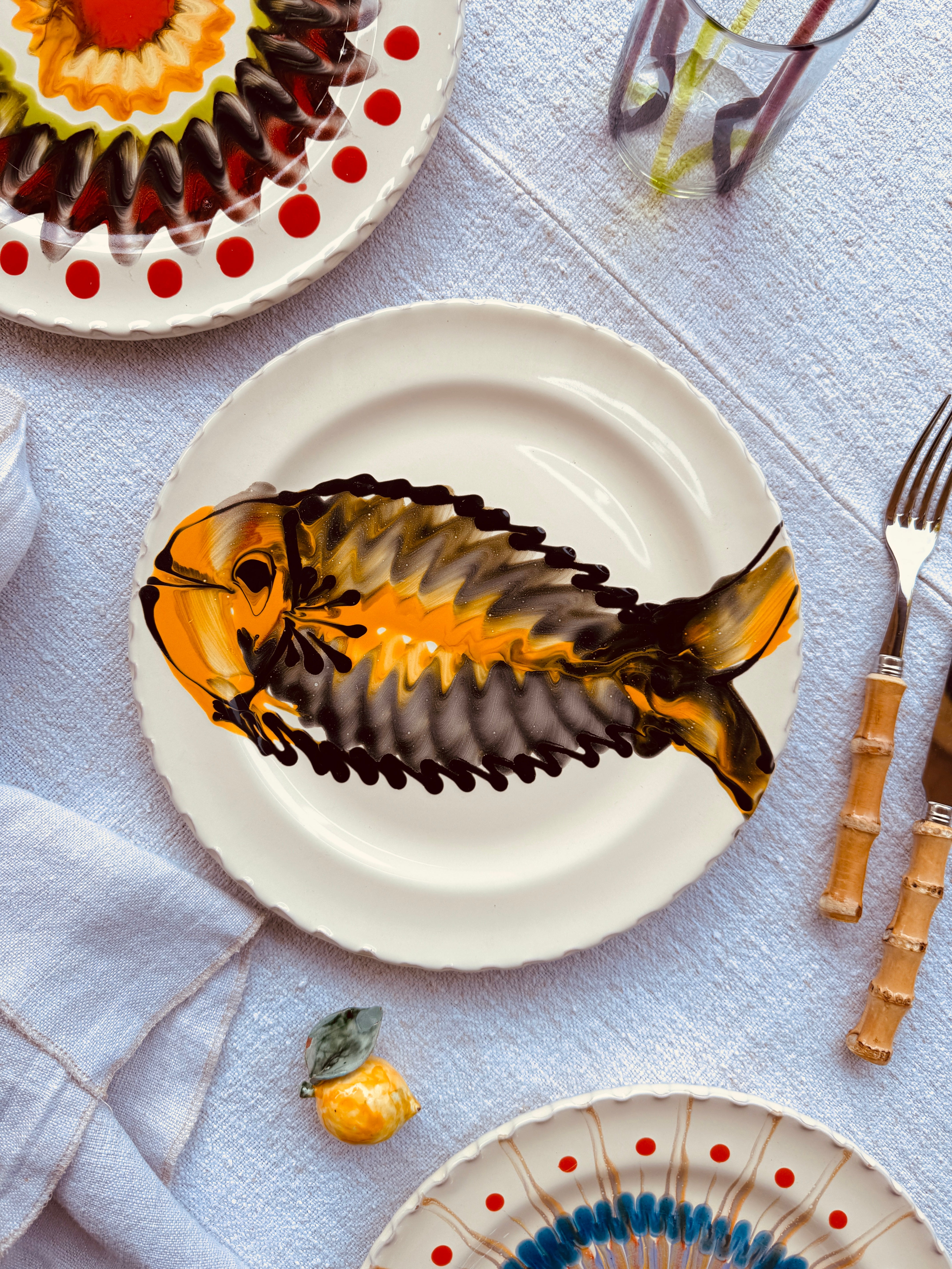 Dinner Plate - 27cm "Unique Art Pieces by Studio Riviera" Handmade Ceramic from Puglia