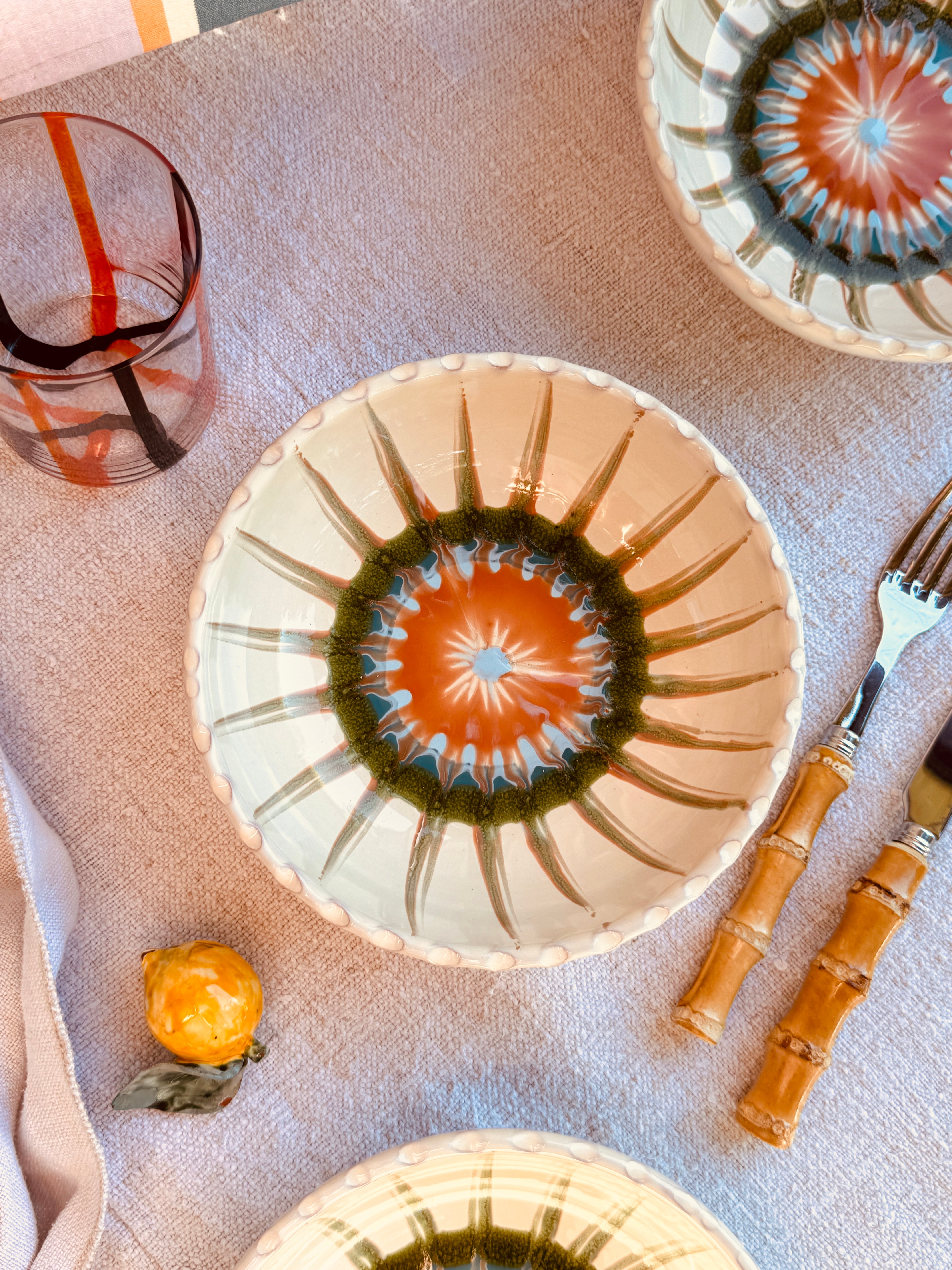Handmade Italian Ceramic Pasta Bowl 19 cm | Psychodelic Collection
