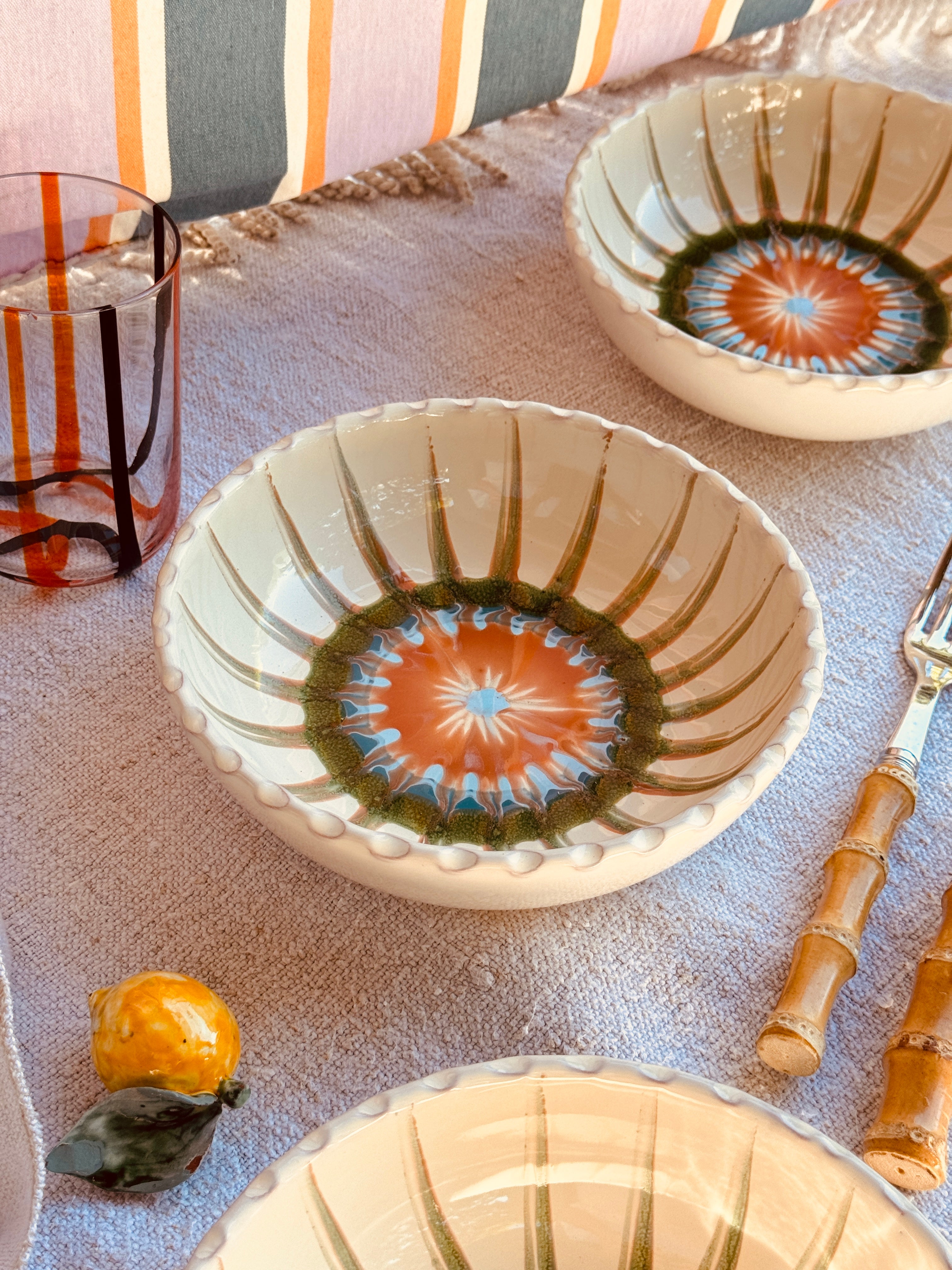 Handmade Italian Ceramic Pasta Bowl 19 cm | Psychodelic Collection