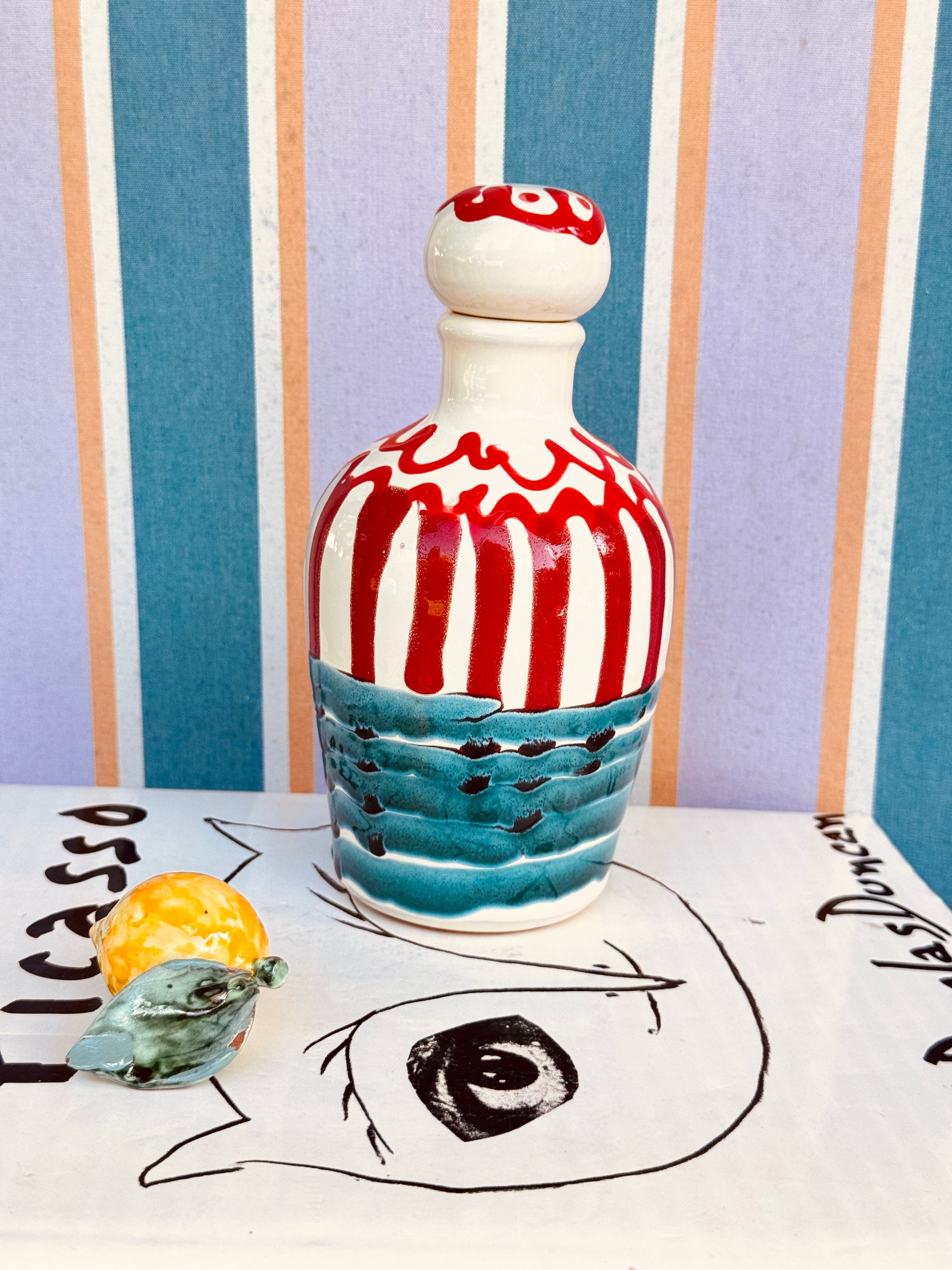 Handmade Italian Ceramic Olive Oil Bottle 22.5 cm | Unique Piece