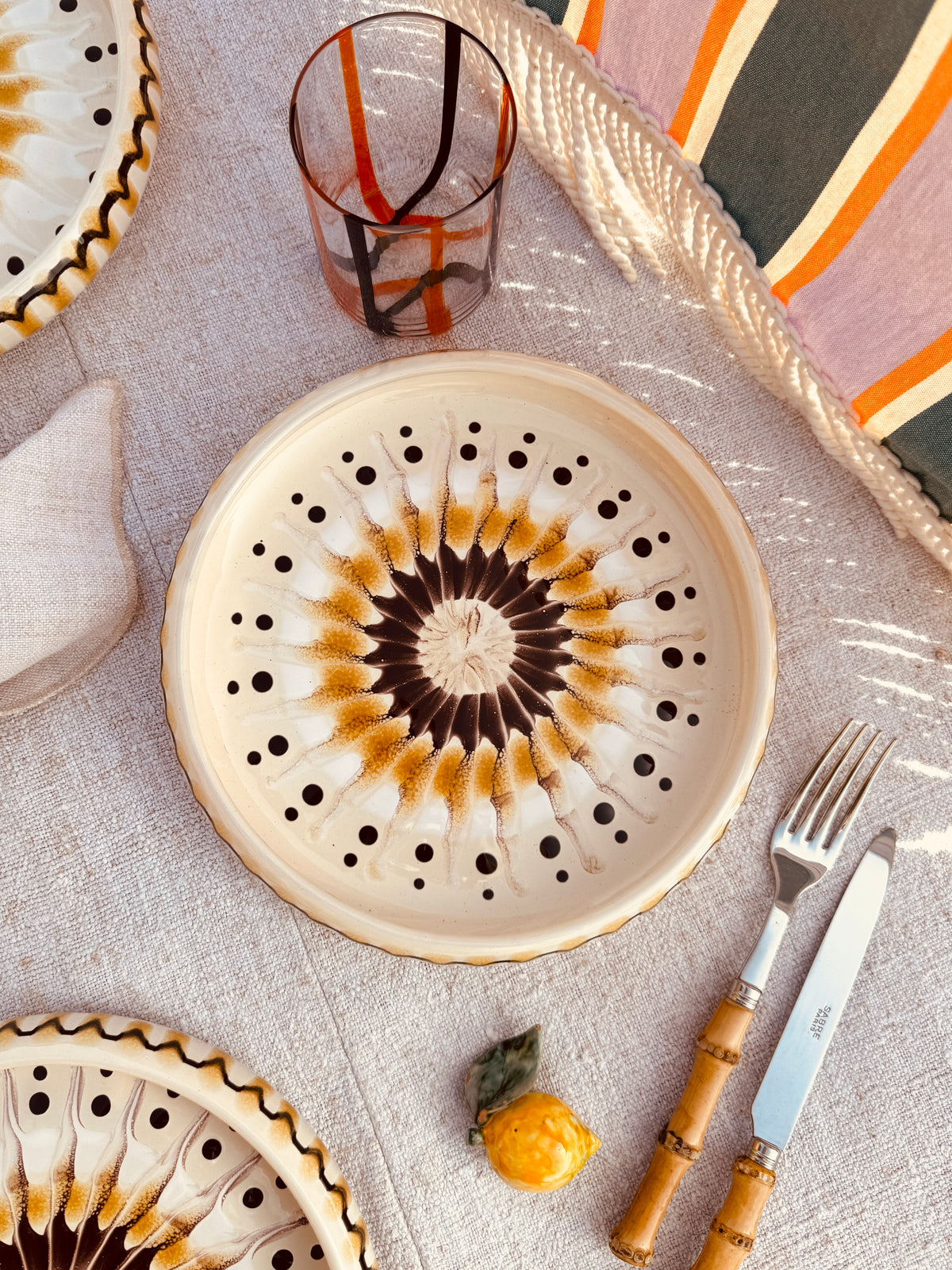 Italian Ceramic Pasta Plate 25cm | Handmade Psychodelic Design