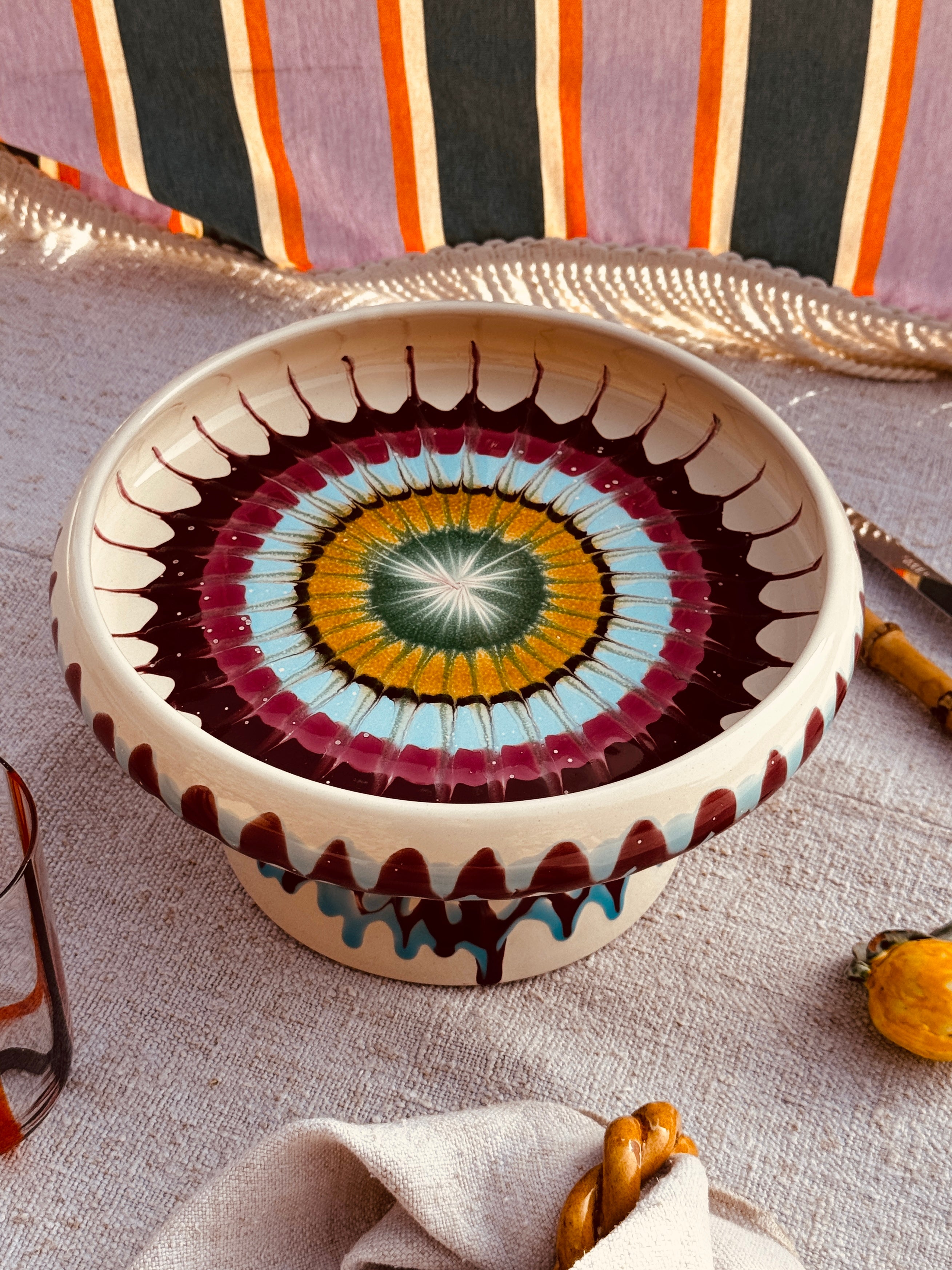 Handmade Italian Raised Serving Plate 25 cm | Unique Studio Riviera Piece
