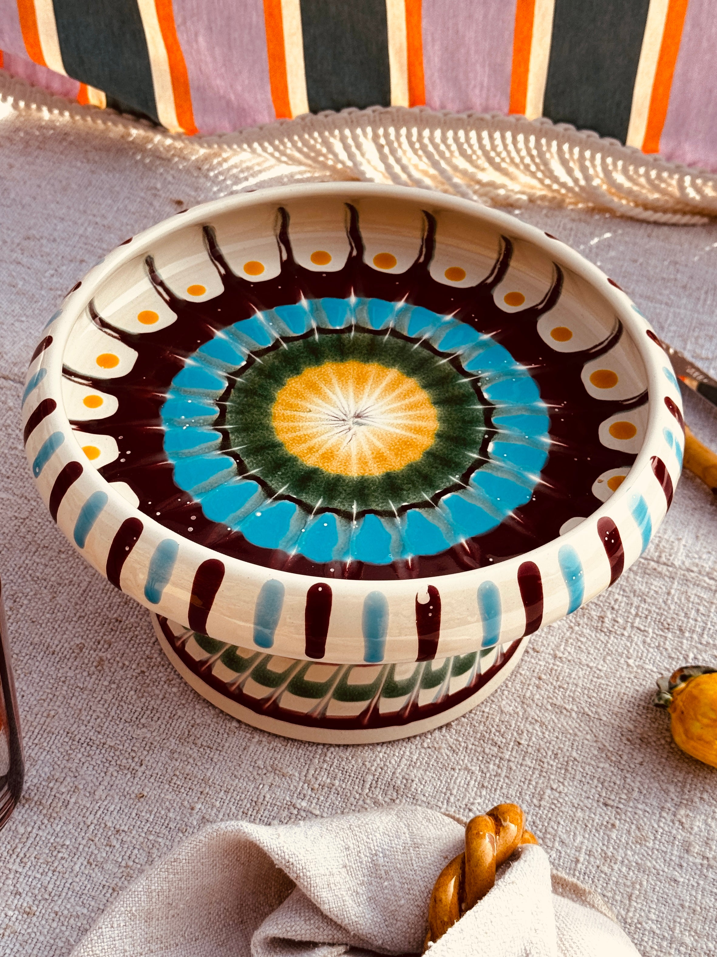 Handmade Italian Raised Serving Plate 25 cm | Unique Studio Riviera Piece