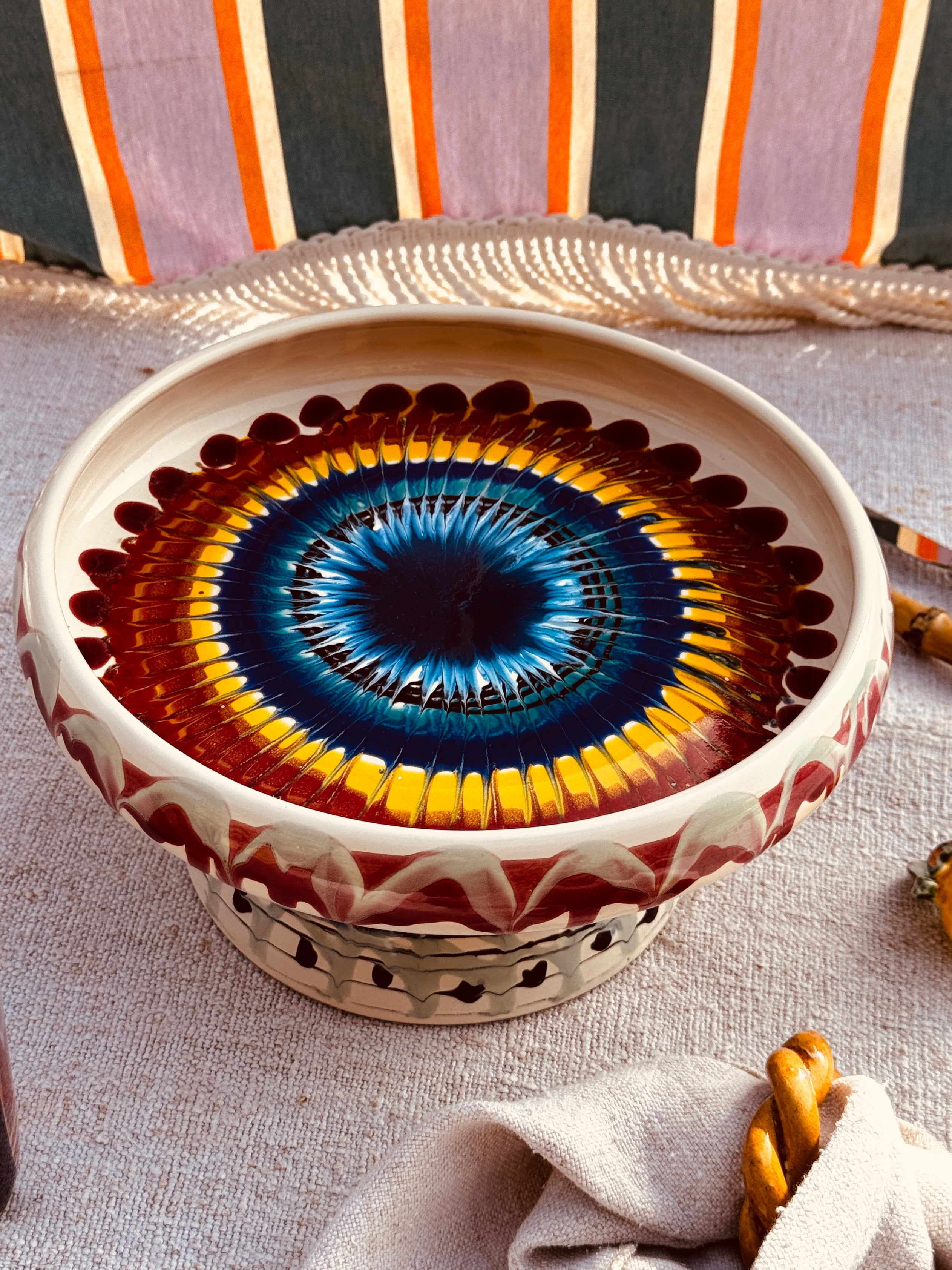 Handmade Italian Raised Serving Plate 25 cm | Unique Studio Riviera Piece