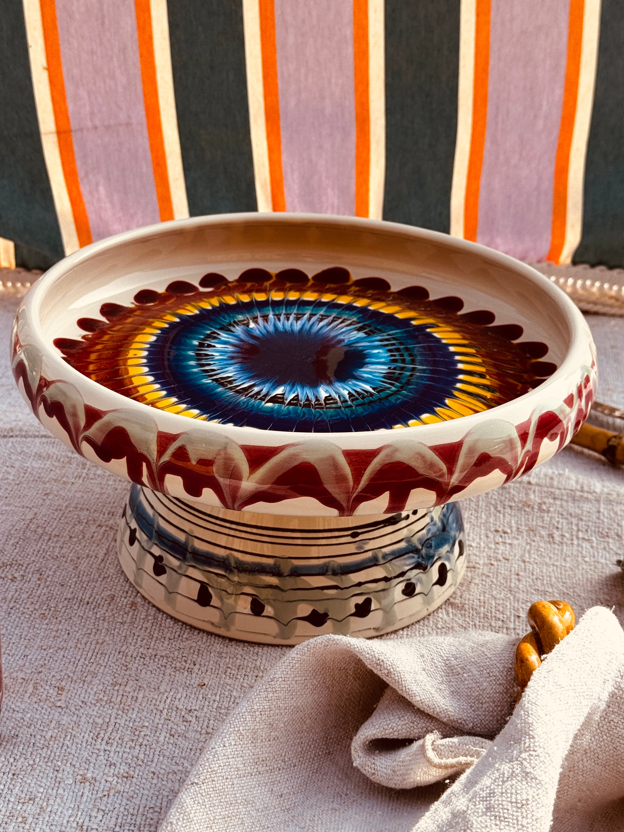 Handmade Italian Raised Serving Plate 25 cm | Unique Studio Riviera Piece