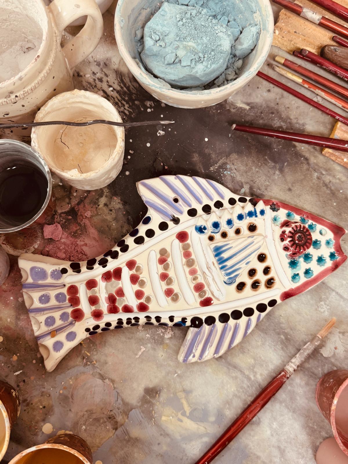 Unique Piece "Mediterranean Muse" Ceramic Deko Fish handmade by Franco Fasano