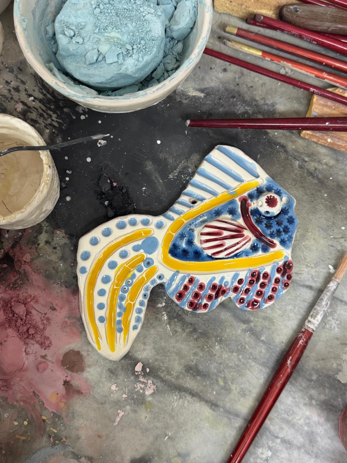 Unique Piece "Mediterranean Muse" Ceramic Deko Fish handmade by Franco Fasano