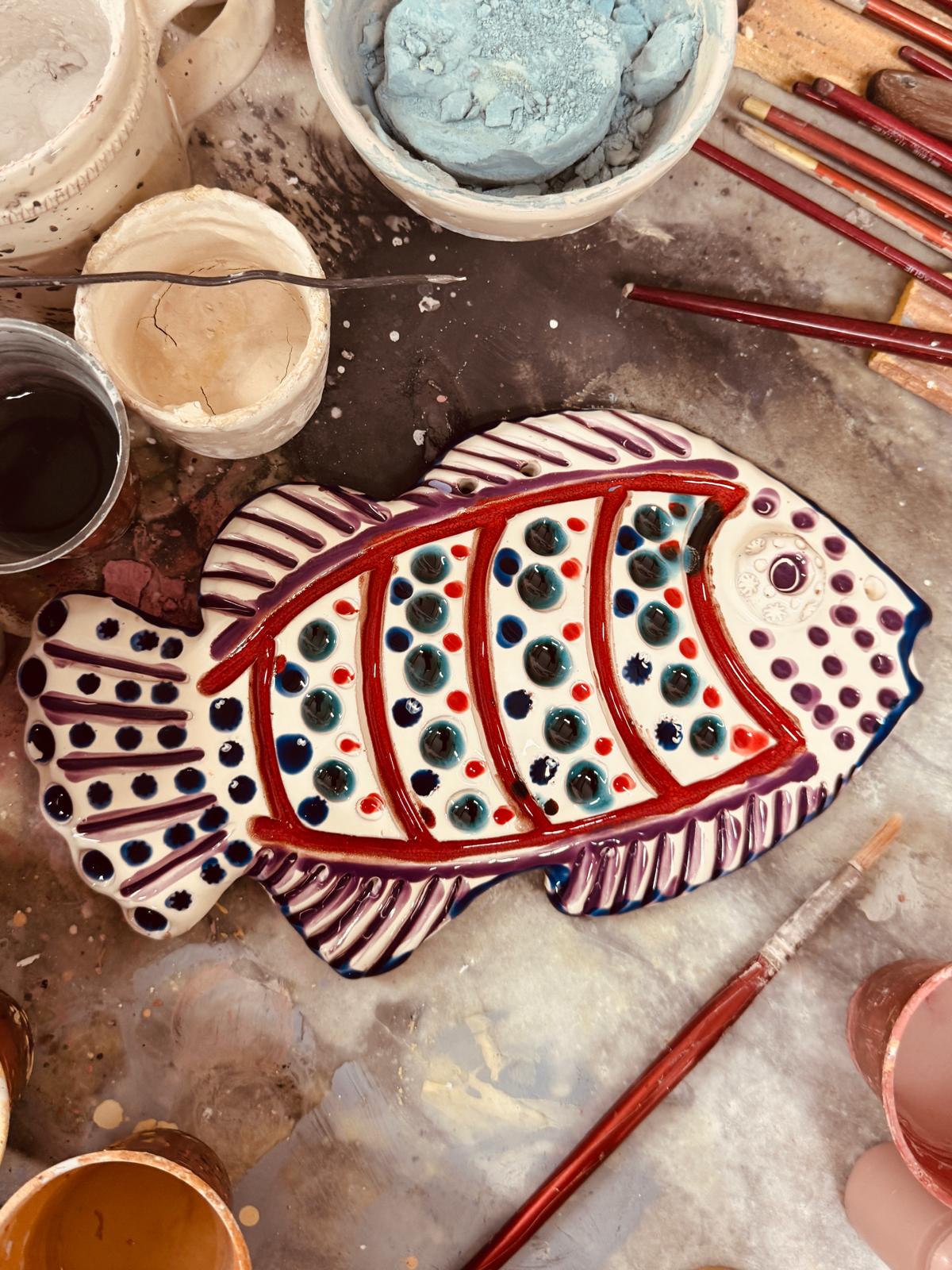 Unique Piece "Mediterranean Muse" Ceramic Deko Fish handmade by Franco Fasano