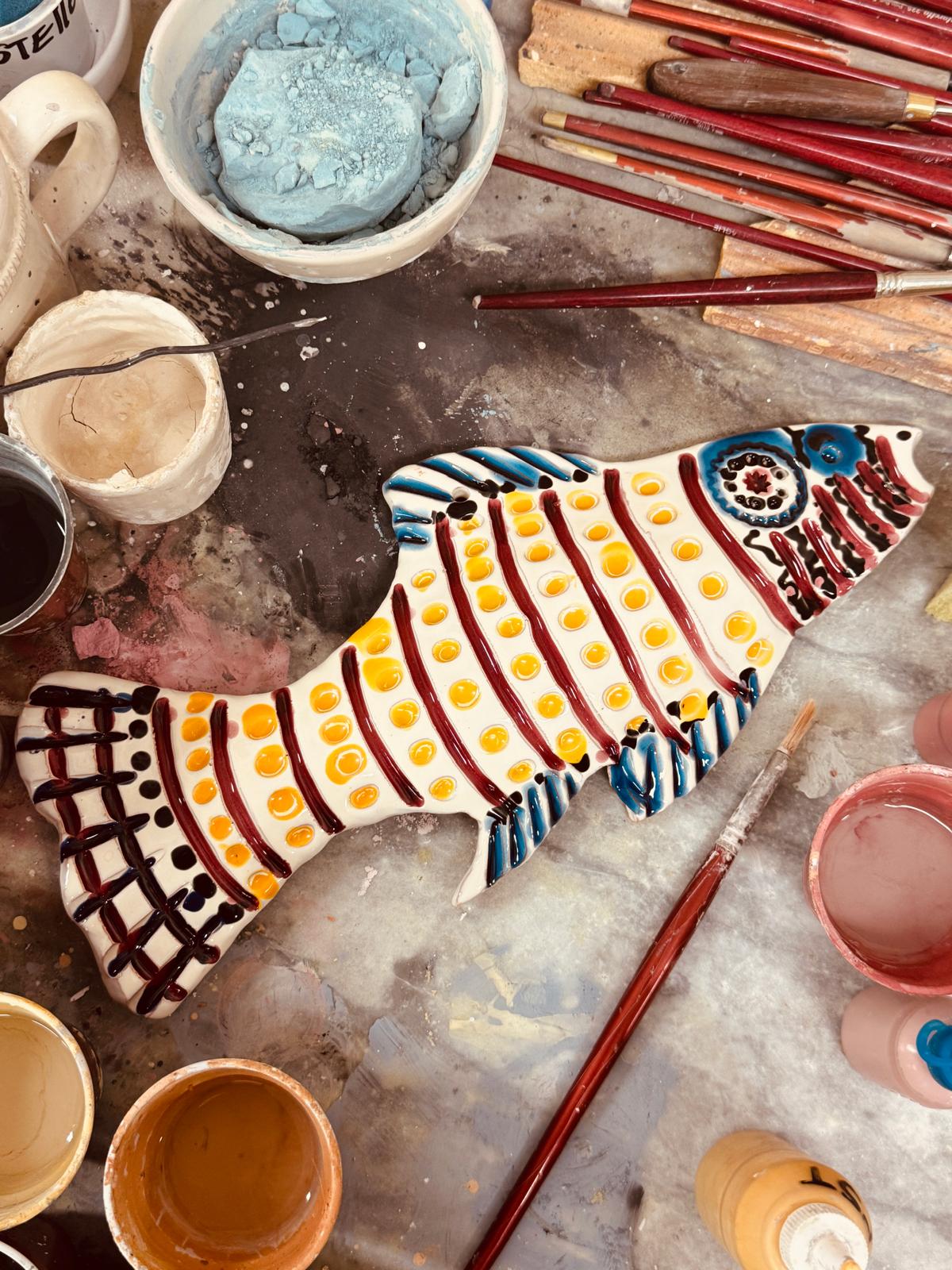 Unique Piece "Mediterranean Muse" Ceramic Deko Fish handmade by Franco Fasano
