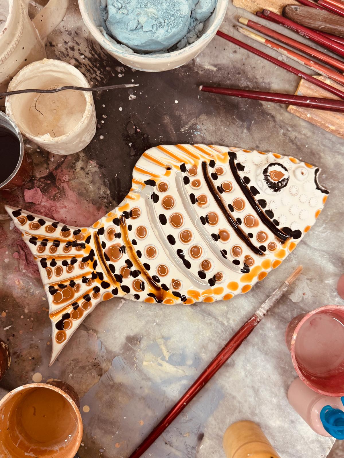 Unique Piece "Mediterranean Muse" Ceramic Deko Fish handmade by Franco Fasano